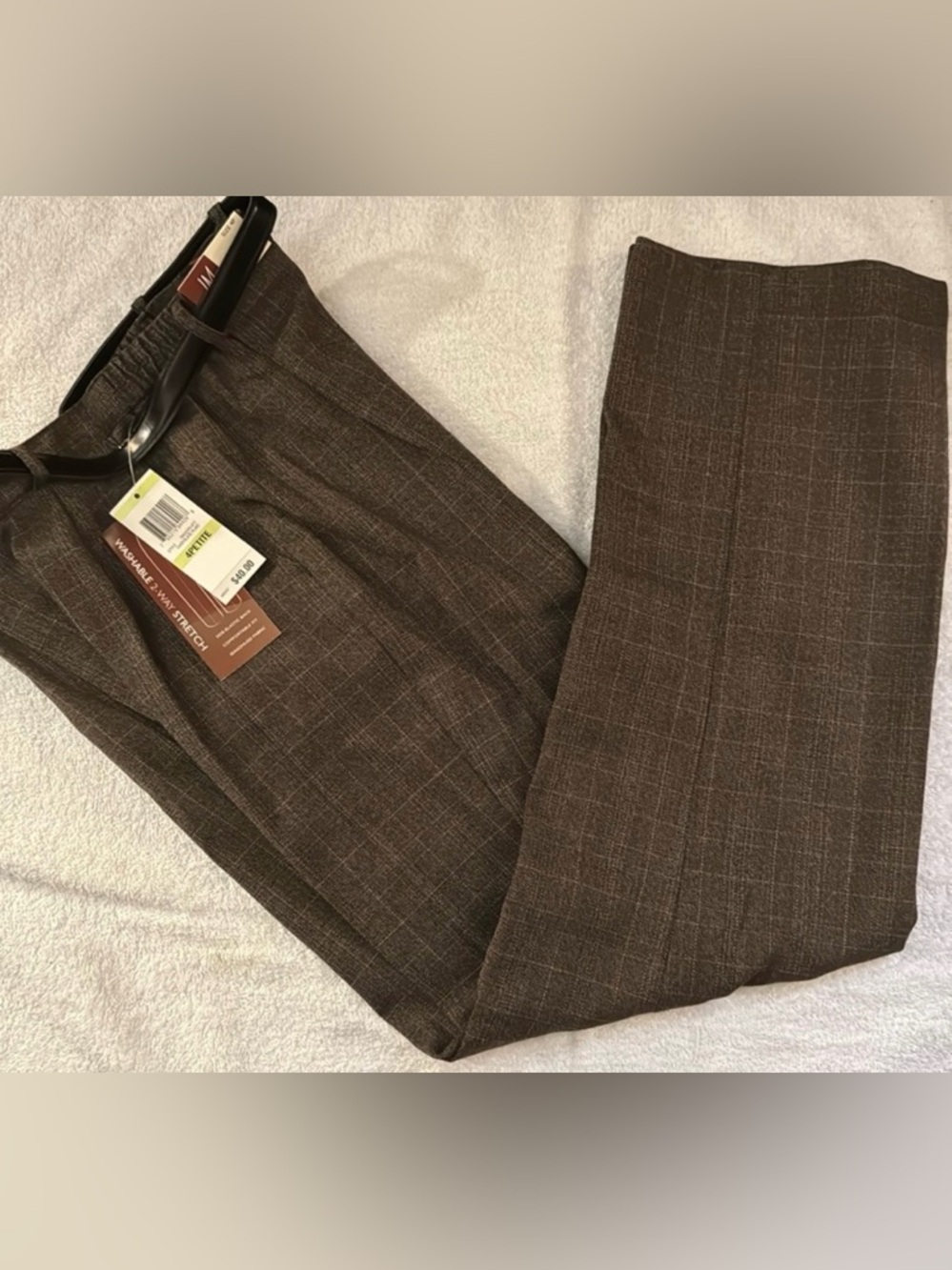 NWT JM Collection Petite Plaid Stretch Dress Pants Belt Elastic Office Career